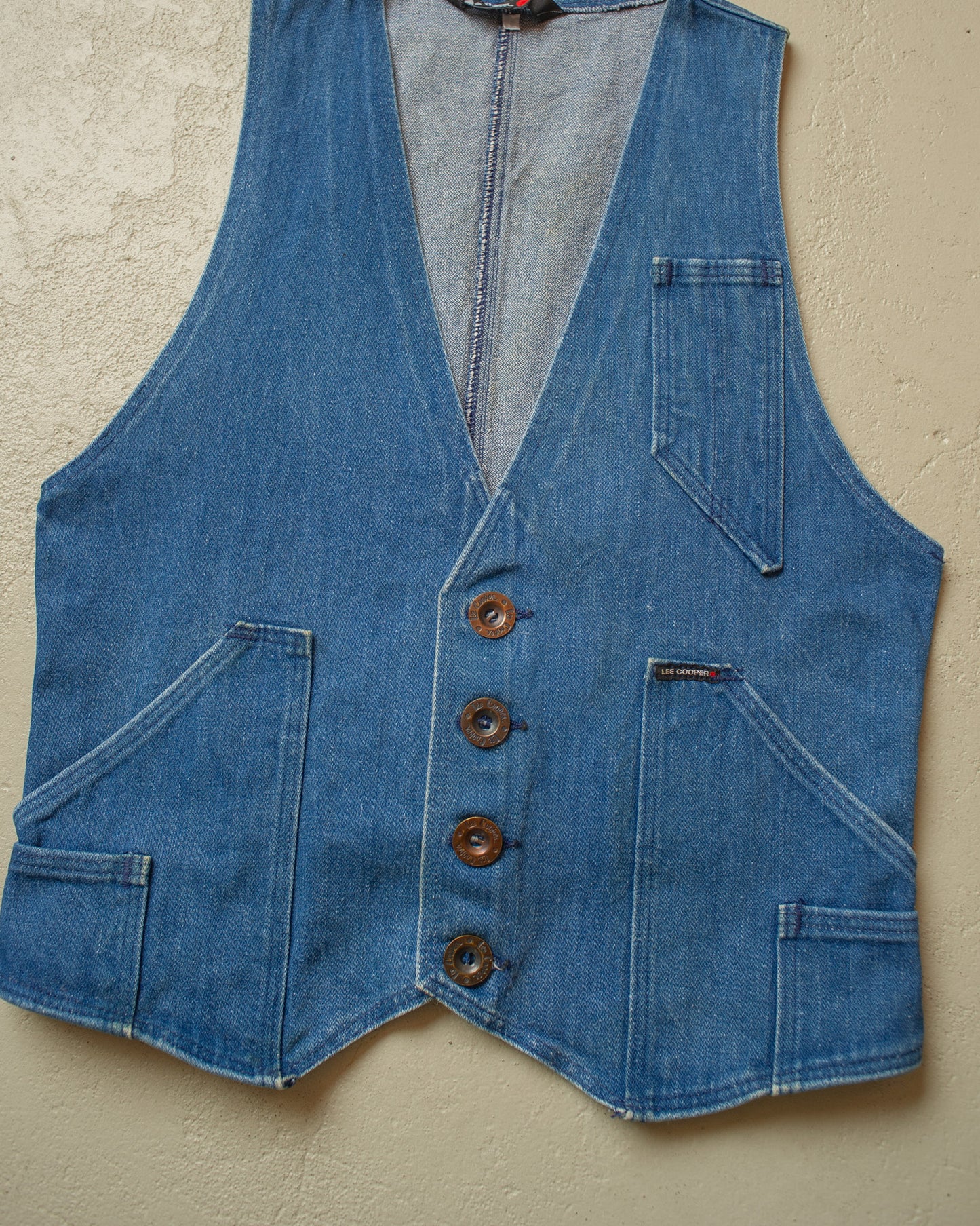 1990s/00s Womens Lee Cooper Buckle Back Denim Vest blue - M
