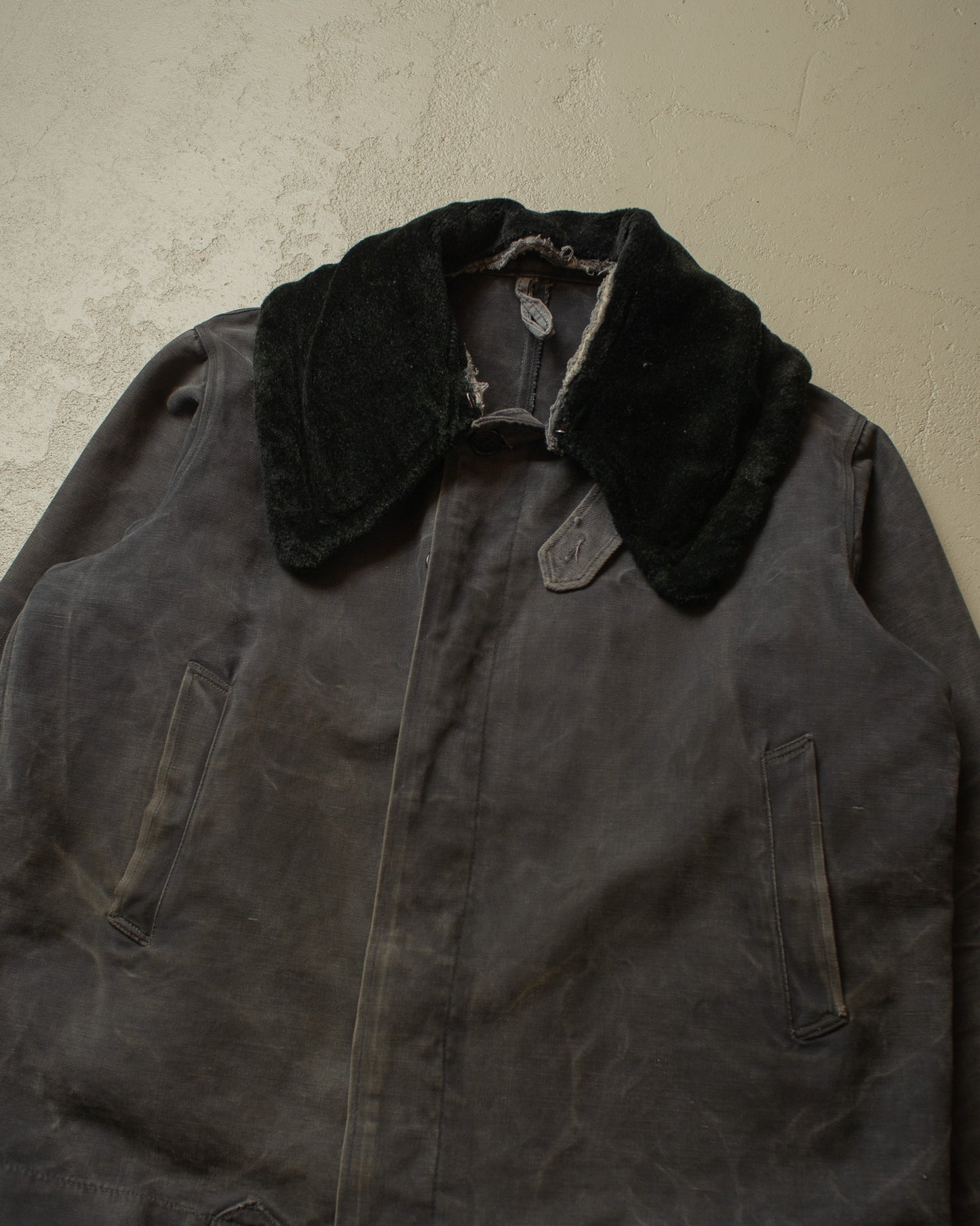 1970s Sovjet Tanker Jacket Faded black - L