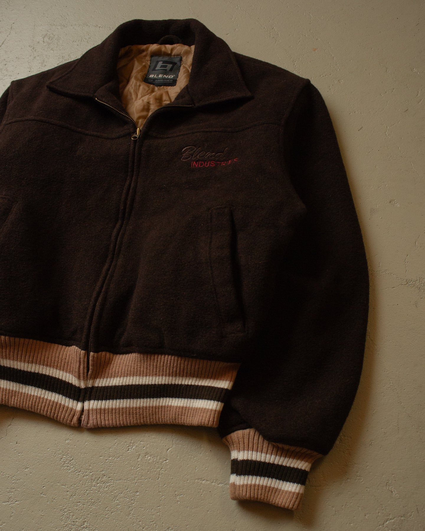 1990s Blend Industries Wool Bomber Jacket brown - L/XL