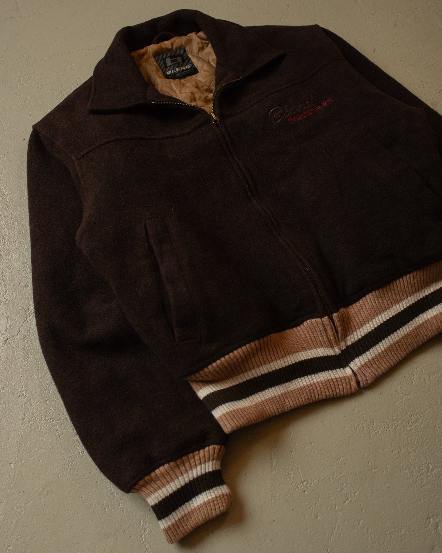 1990s Blend Industries Wool Bomber Jacket brown - L/XL