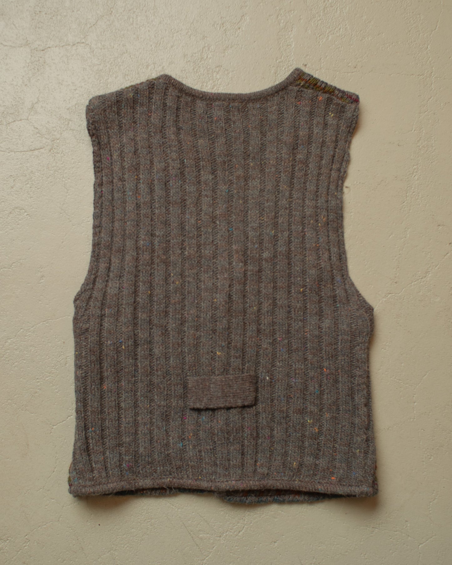 1970s/80s Handmade Pattern Knit Vest grey - S/M