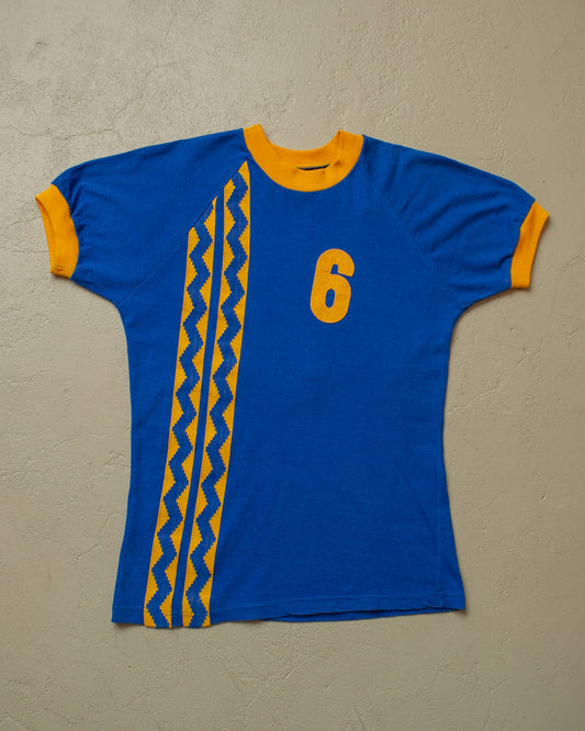 1970s/80s Soccer Ringer T-shirt blue - S