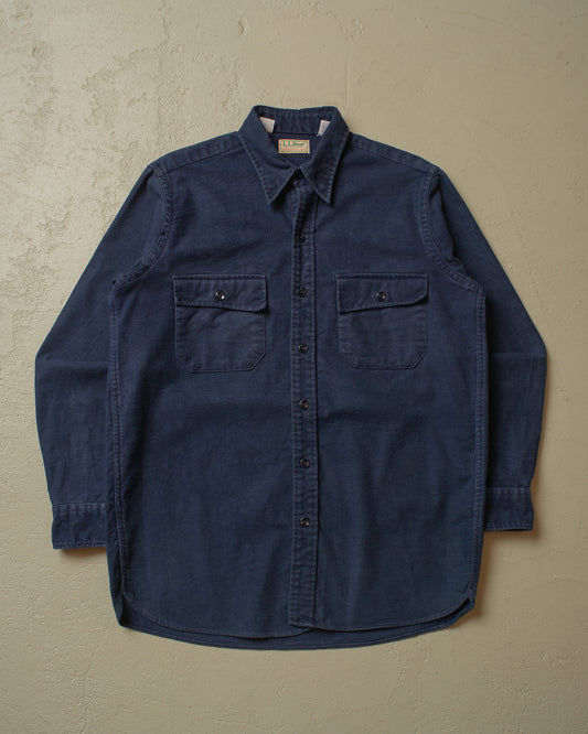 1980s L.L. Bean Cloth Shirt navyblue - L