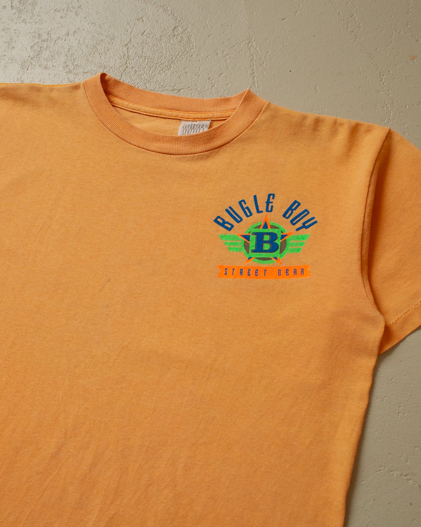 1990s stained Bugle Boy Street Gear T-shirt orange - S