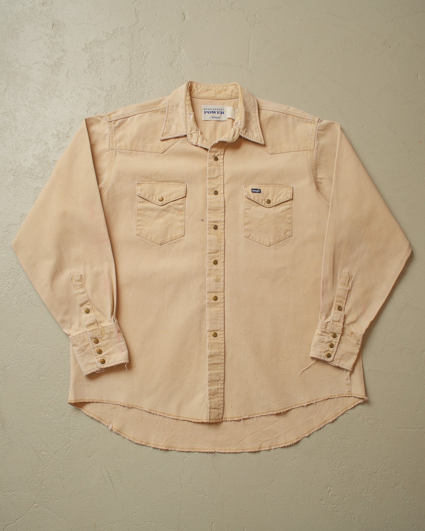 1980s/90s distressed Wrangler Canvas Workwear Shirt beige - XXL