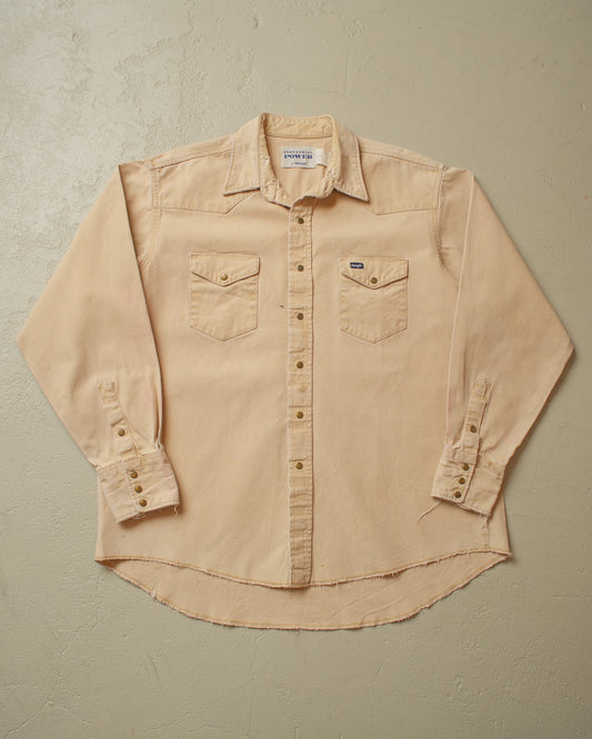 1980s/90s distressed Wrangler Canvas Workwear Shirt beige - XXL