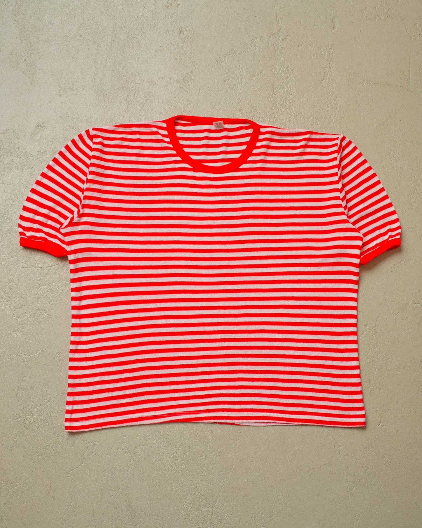 1970s striped Knit Ringer T-shirt red - L/XL