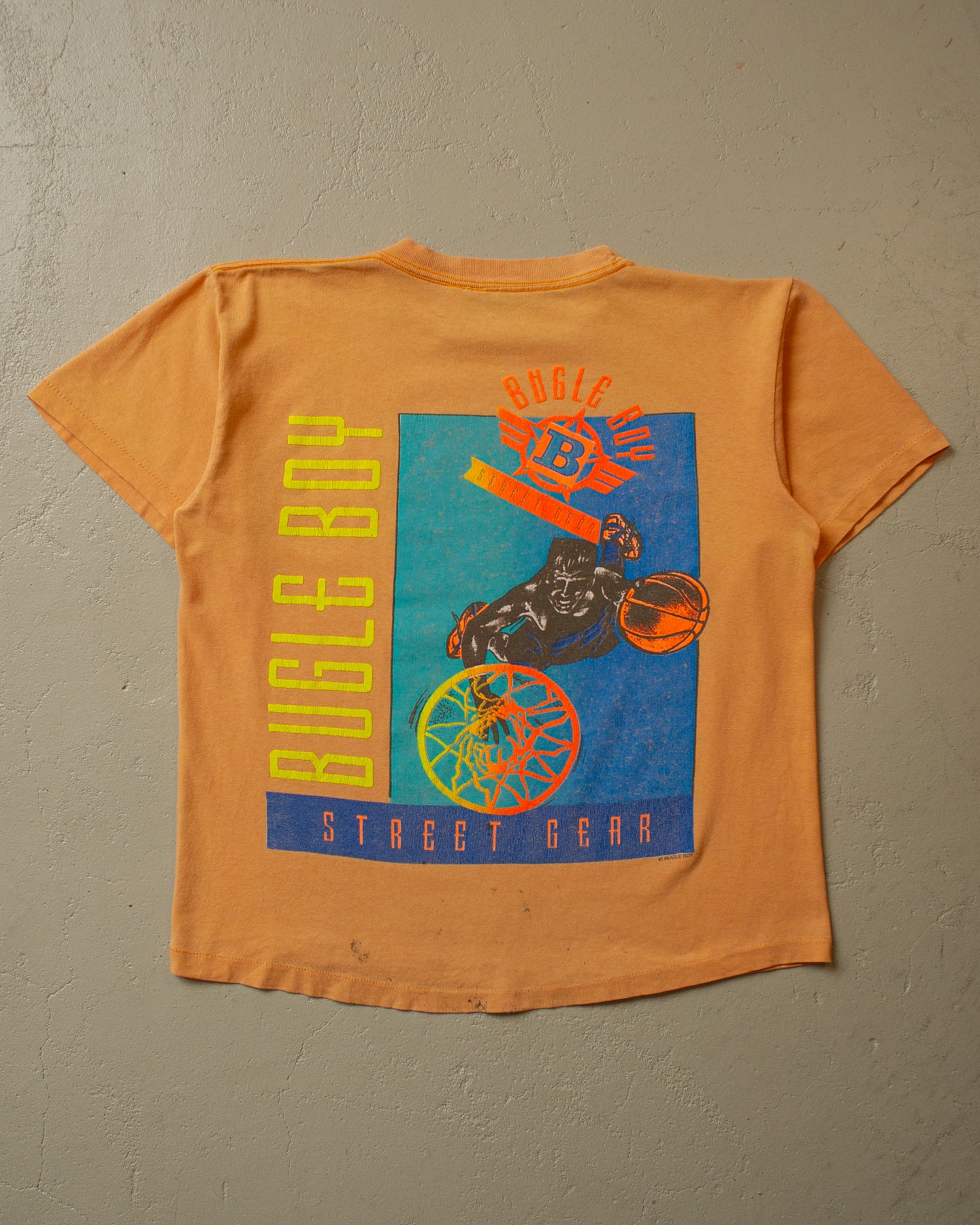 1990s stained Bugle Boy Street Gear T-shirt orange - S