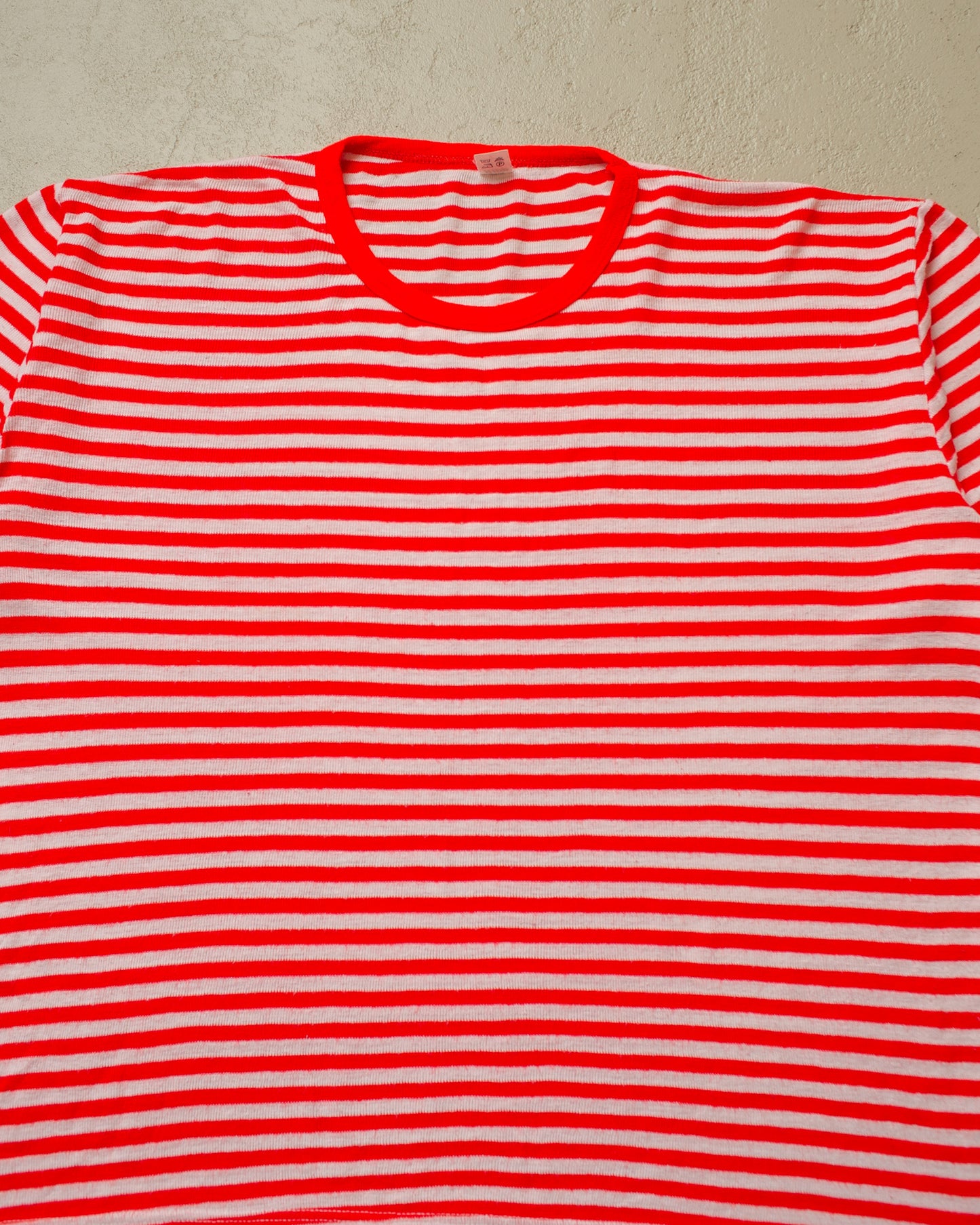 1970s striped Knit Ringer T-shirt red - L/XL