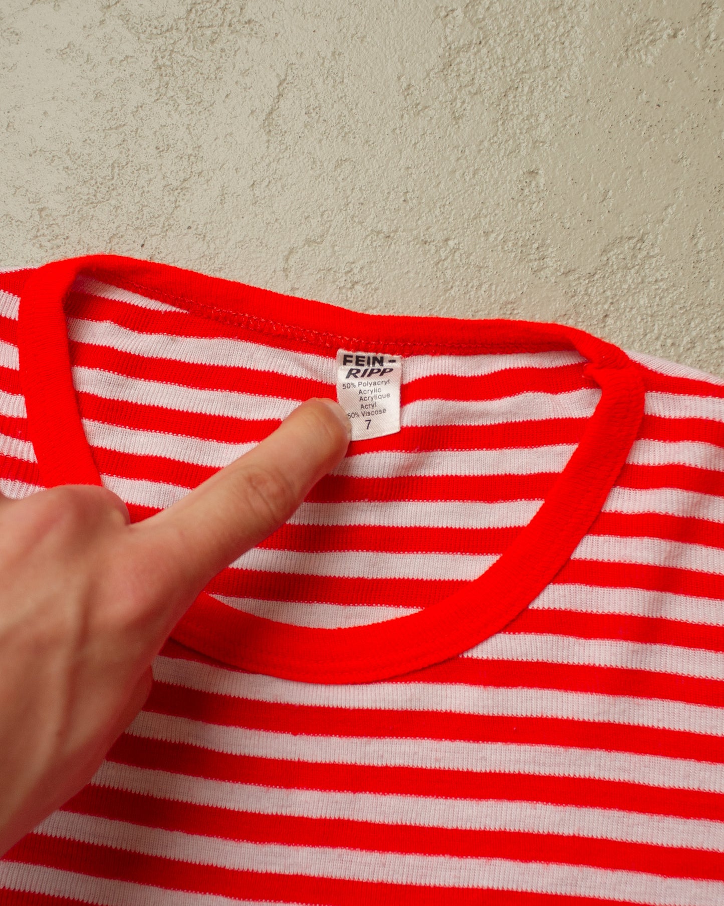 1970s striped Knit Ringer T-shirt red - L/XL