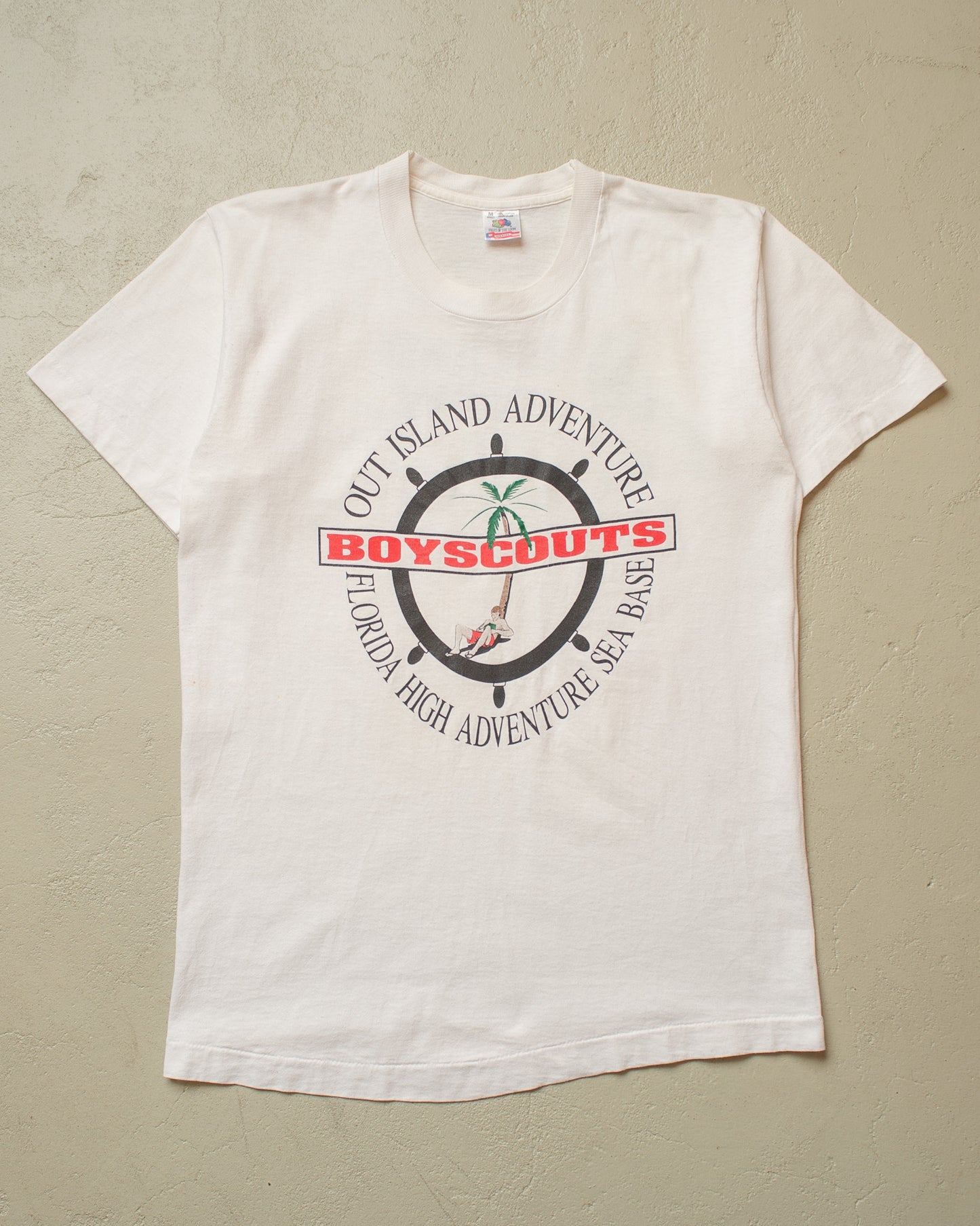 1990s Island Adventure Boyscouts T-shirt white - M