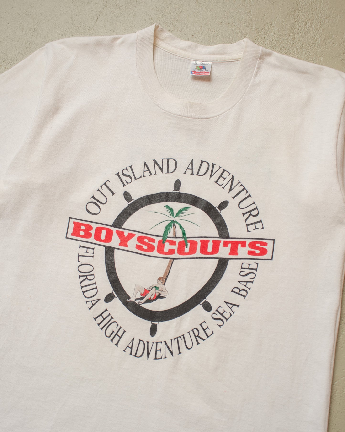 1990s Island Adventure Boyscouts T-shirt white - M
