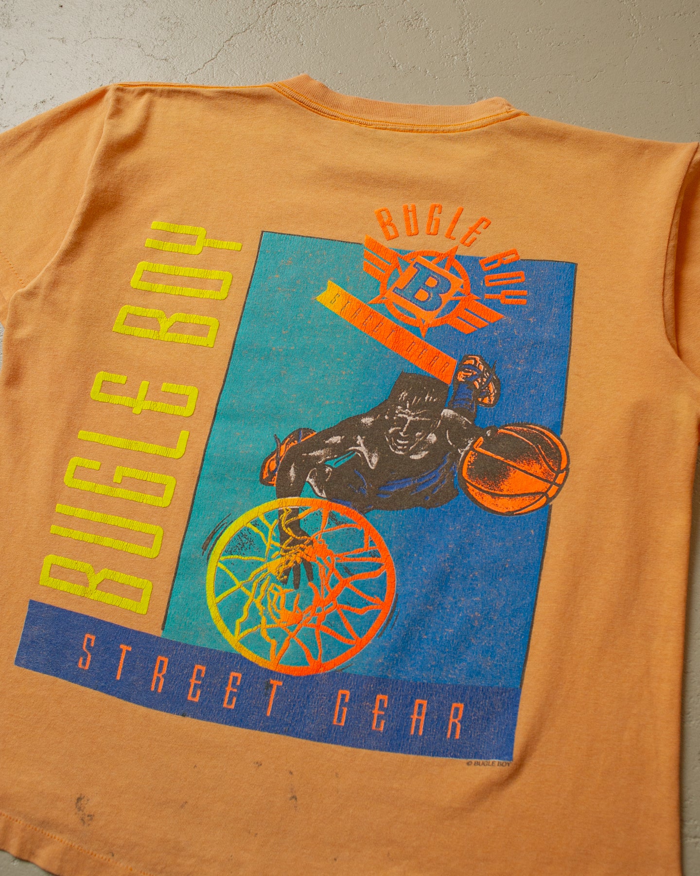 1990s stained Bugle Boy Street Gear T-shirt orange - S