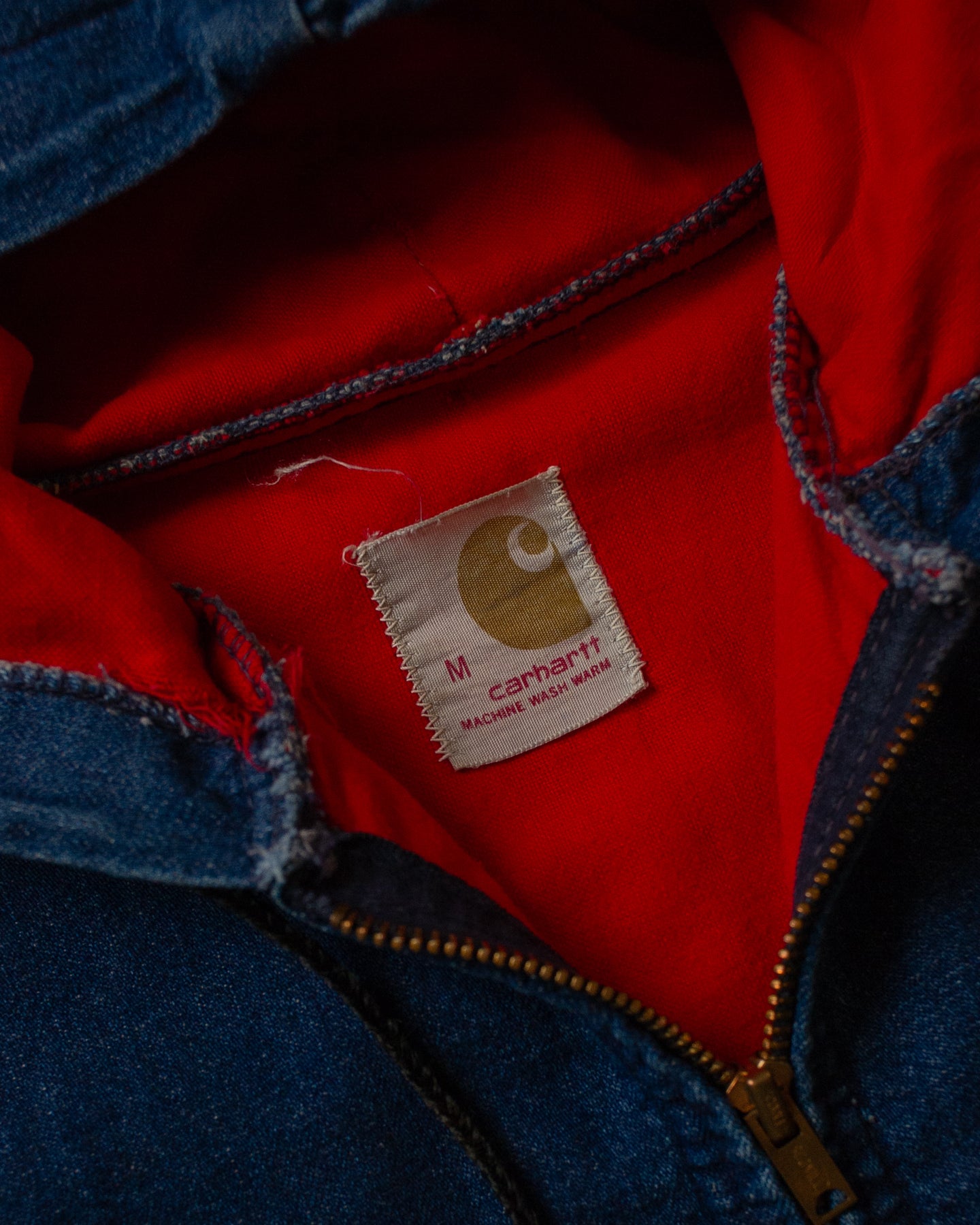 1970s/80s Carhartt lined Denim Hoodie blue - M