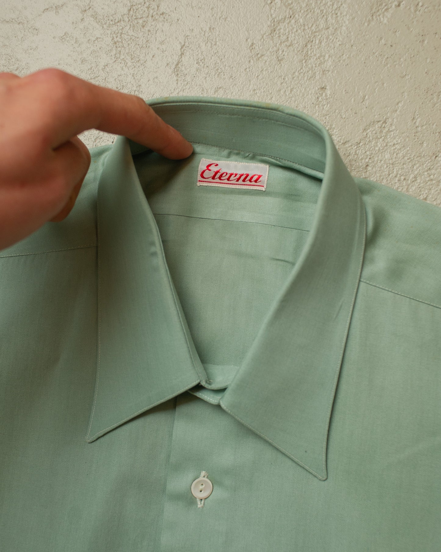 1940s/50s unworn German Eterna Dress Shirt green - L/XL