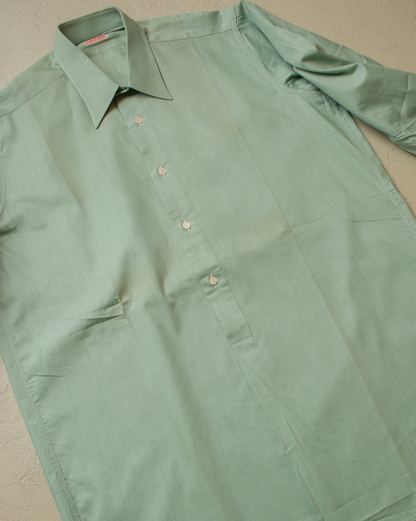 1940s/50s unworn German Eterna Dress Shirt green - L/XL
