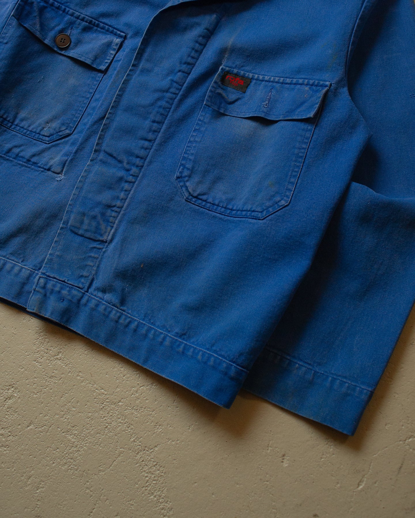 1970s distressed Rofa Sanforized Work Jacket blue - M/L