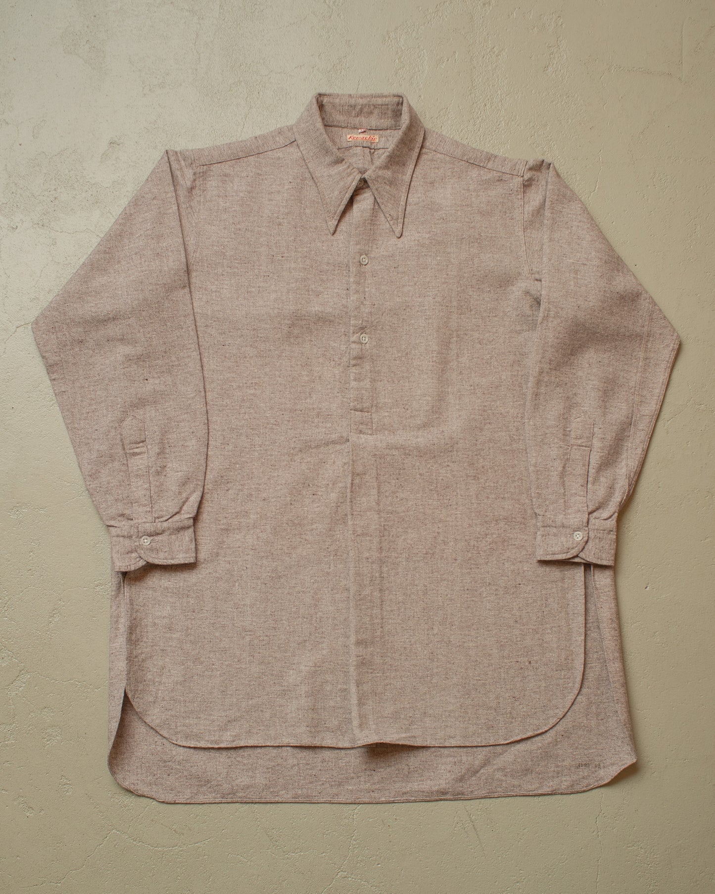 1930s/40s unworn French Remachic Spearpoint Wool Shirt grey - M/L