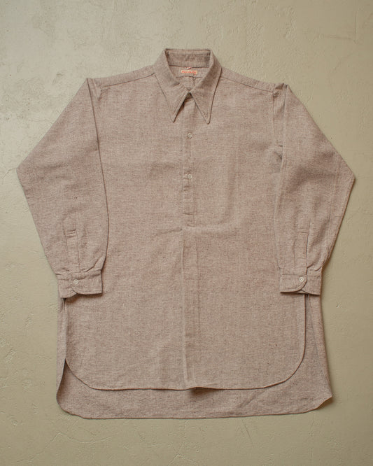 1930s/40s unworn French Remachic Spearpoint Wool Shirt grey - M/L