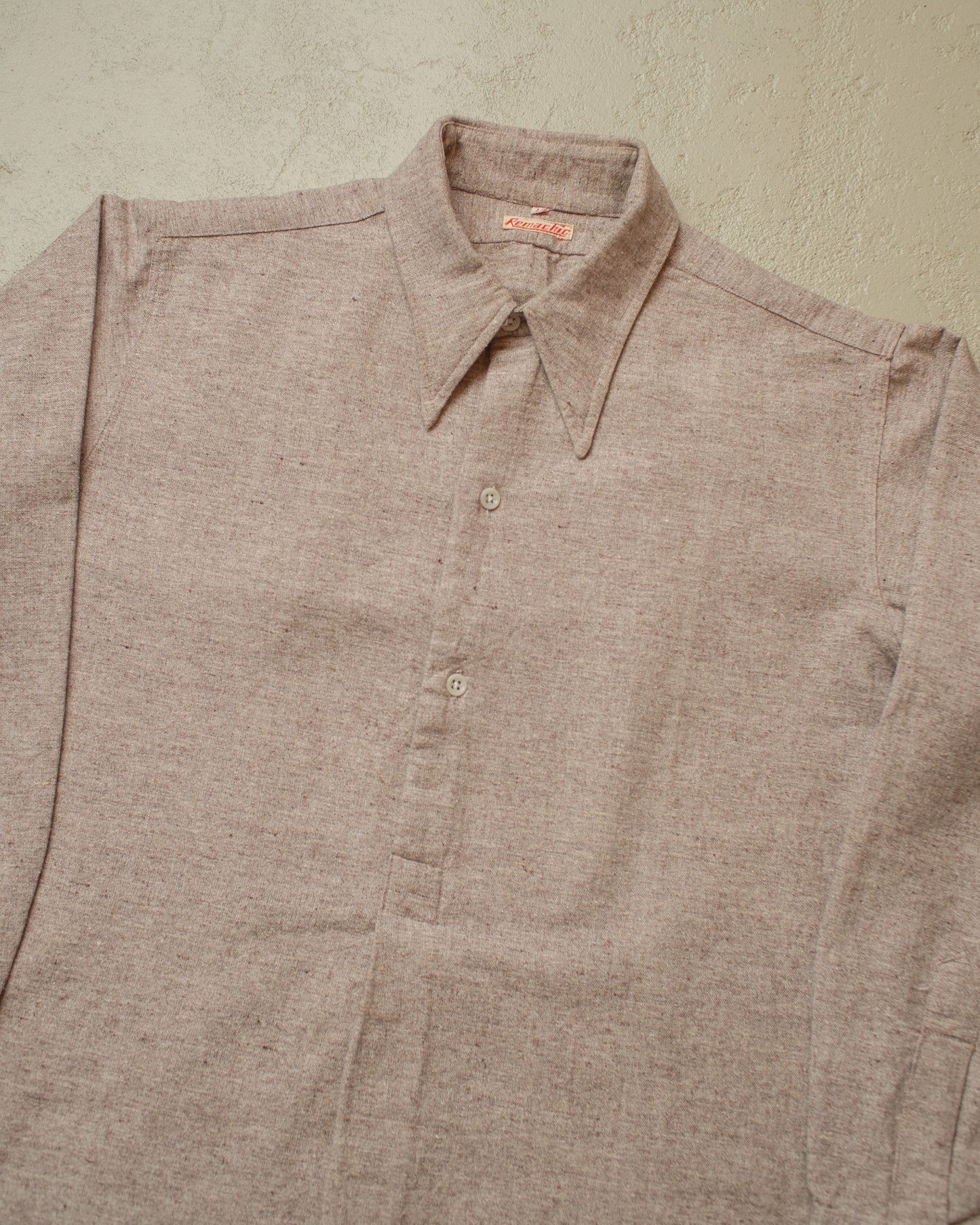 1930s/40s unworn French Remachic Spearpoint Wool Shirt grey - M/L