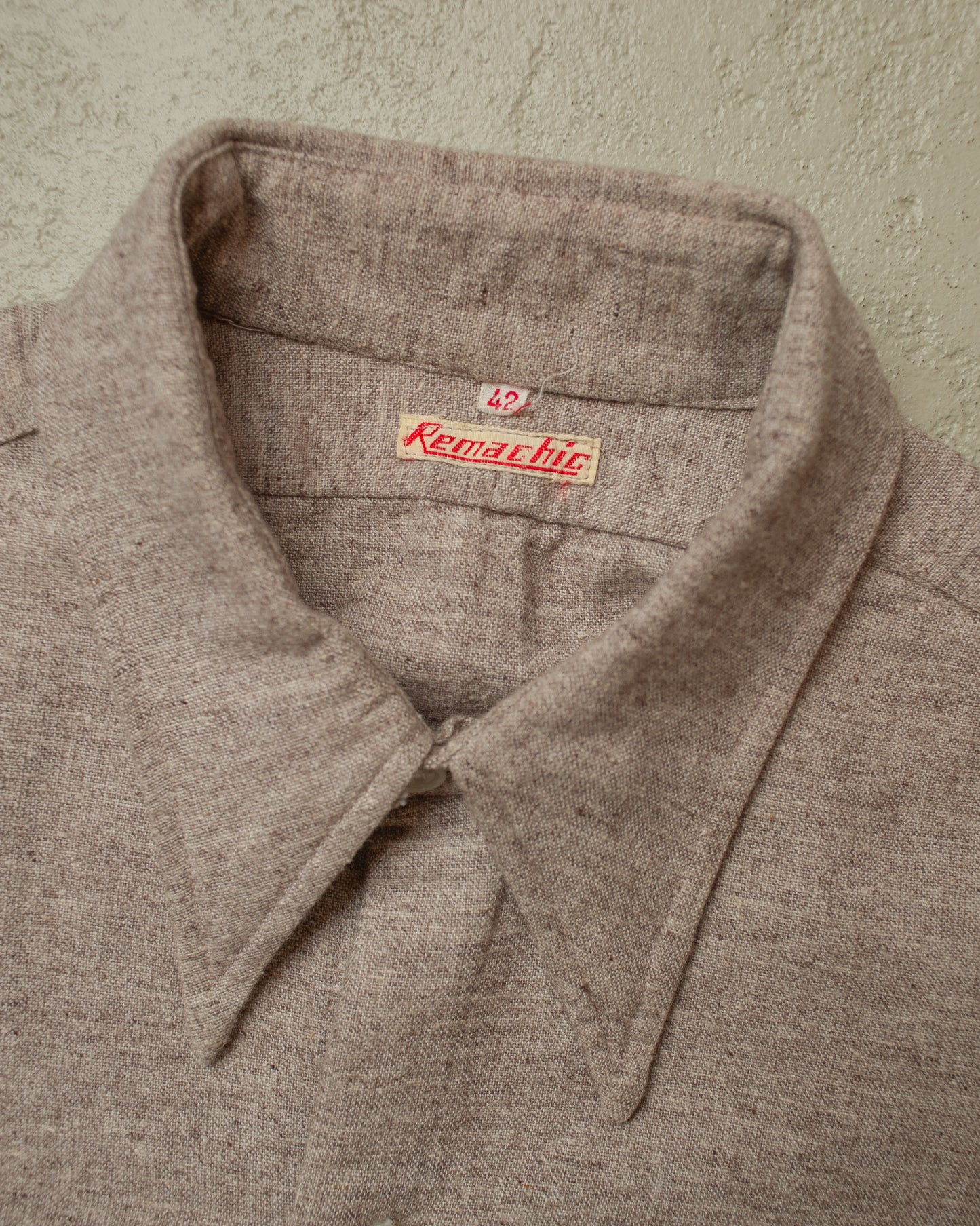 1930s/40s unworn French Remachic Spearpoint Wool Shirt grey - M/L