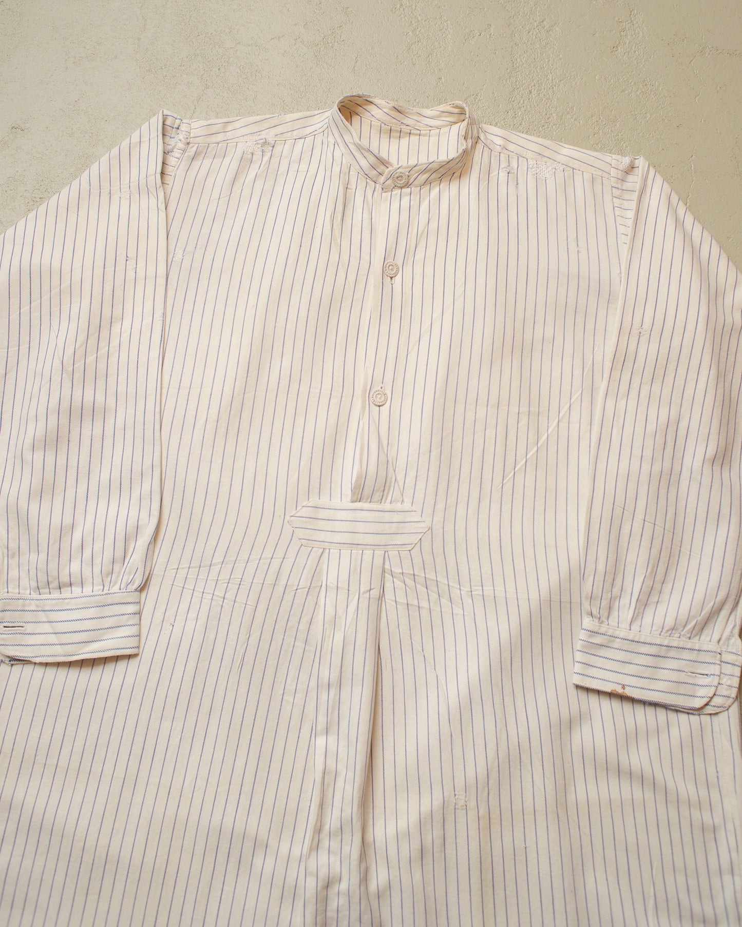 1920s distressed German striped Shirt white - S