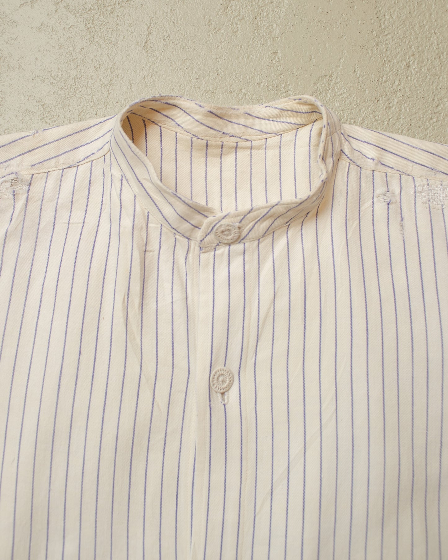1920s distressed German striped Shirt white - S