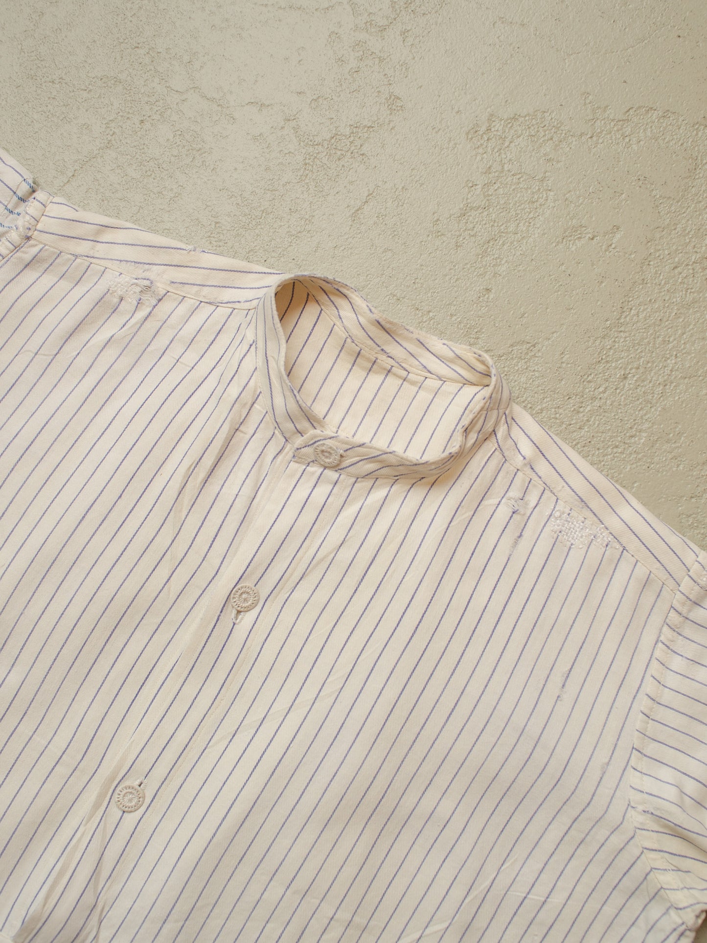 1920s distressed German striped Shirt white - S