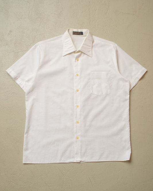 1960s/70s German Cotton Short Sleeve Shirt white - L/XL