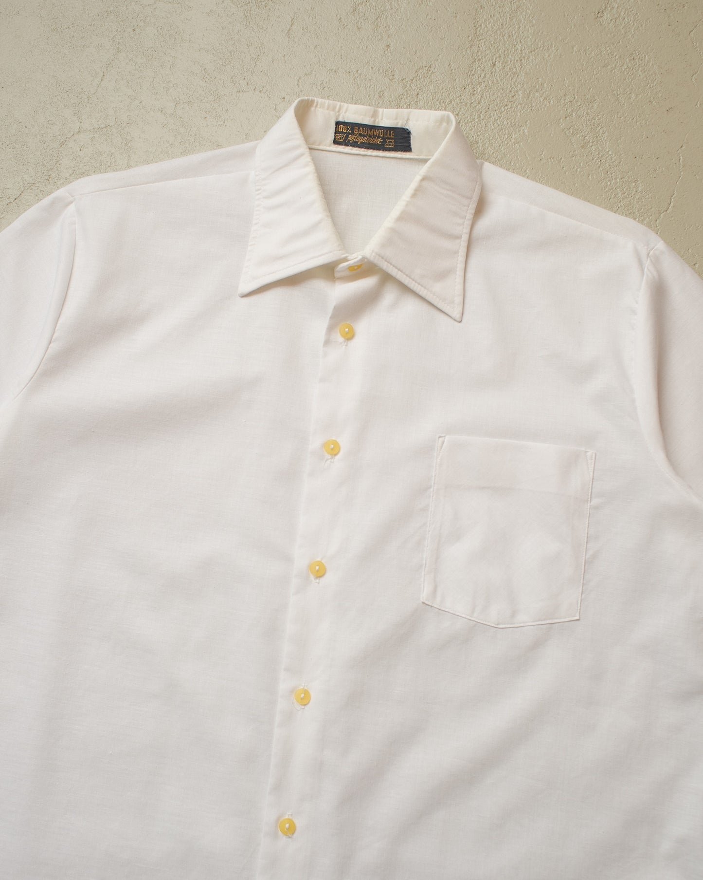 1960s/70s German Cotton Short Sleeve Shirt white - L/XL