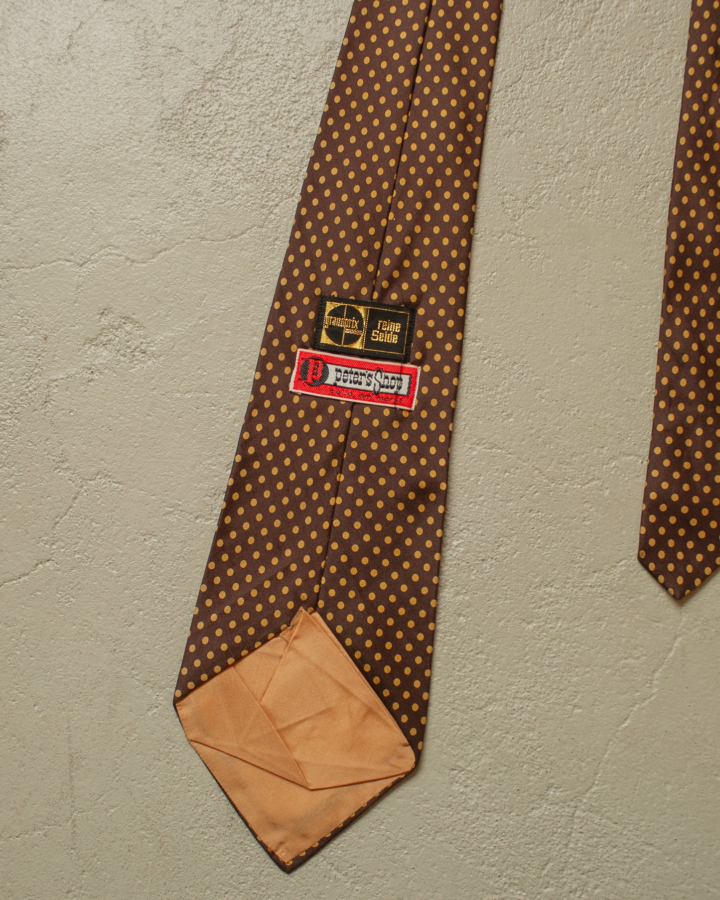 1970s Grandprix Dot Pattern Silk Tie brown