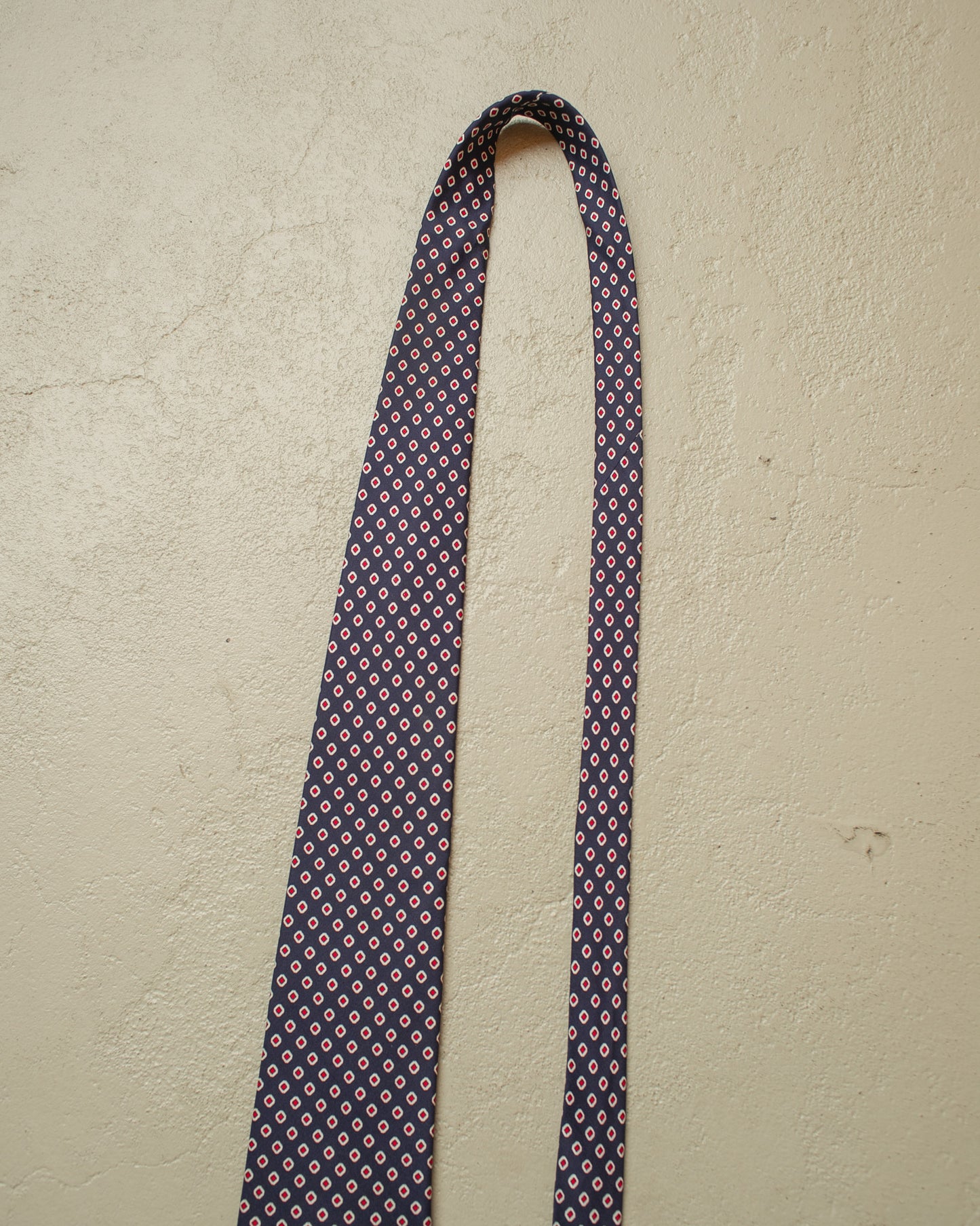 1970s Claude Ferrand Dot Pattern Silk Tie navyblue