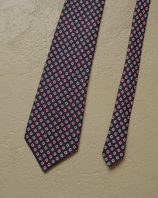 1970s Claude Ferrand Dot Pattern Silk Tie navyblue