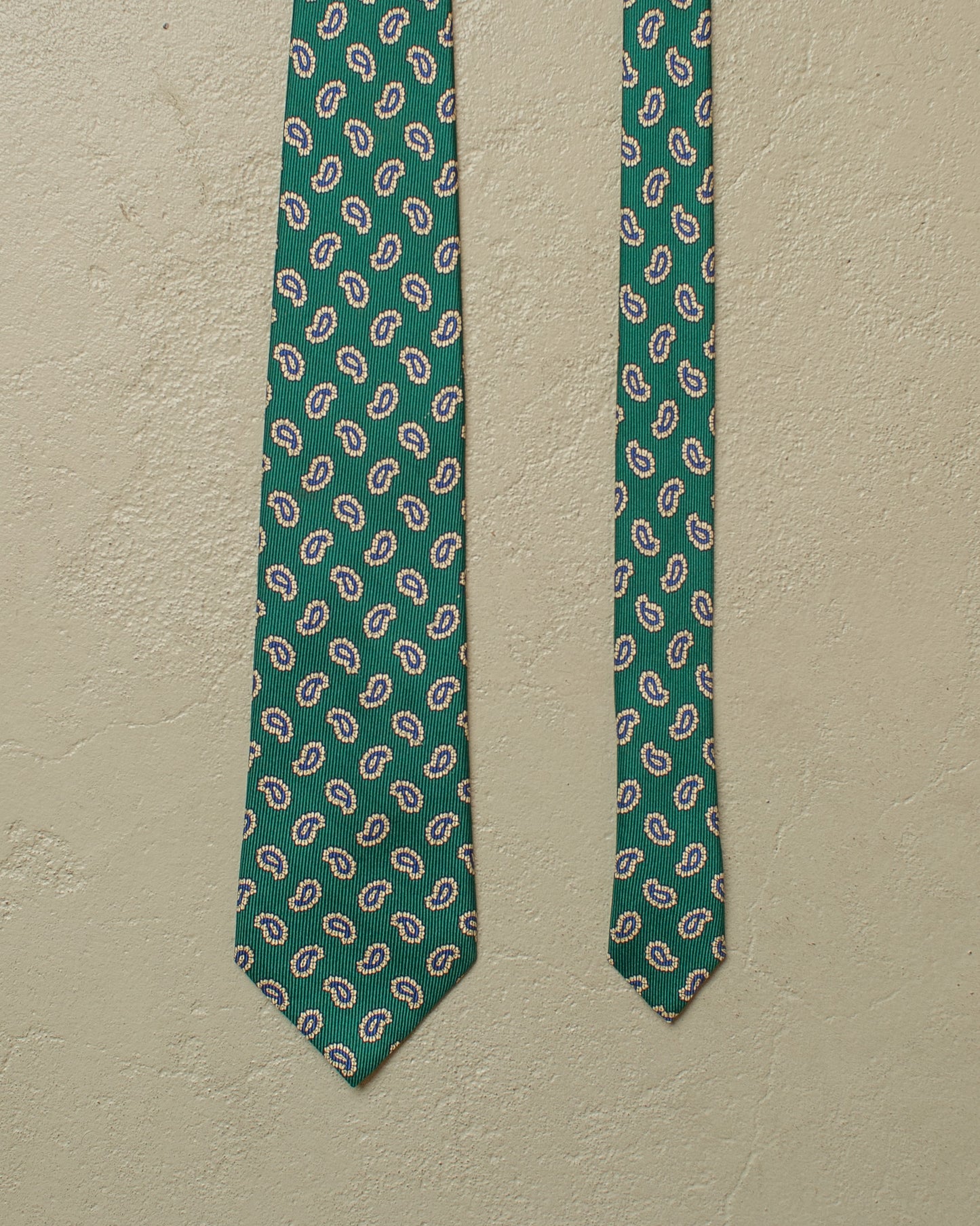 1980s Richel Paisley Pattern Silk Tie green