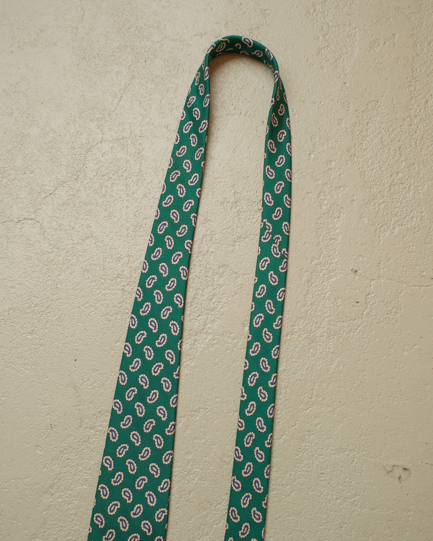1980s Richel Paisley Pattern Silk Tie green