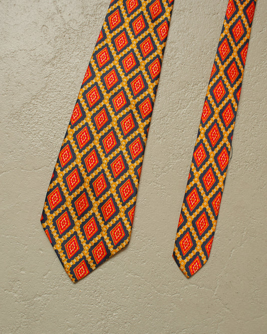 1970s/80s "Le Schans" Pattern Silk Tie orange