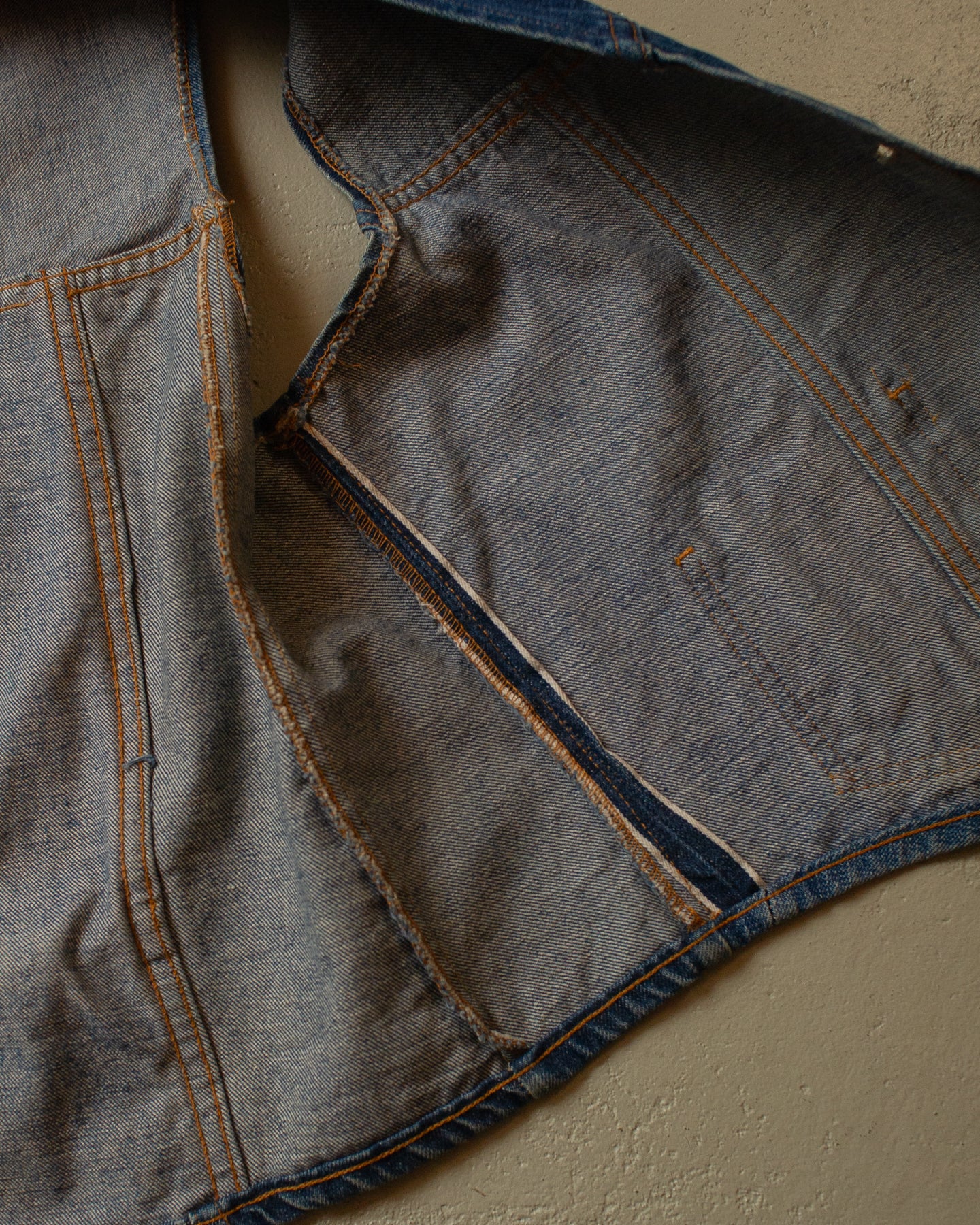 1970s Levi´s Fresh Produce Patchwork Selvedge Denim Vest blue - M