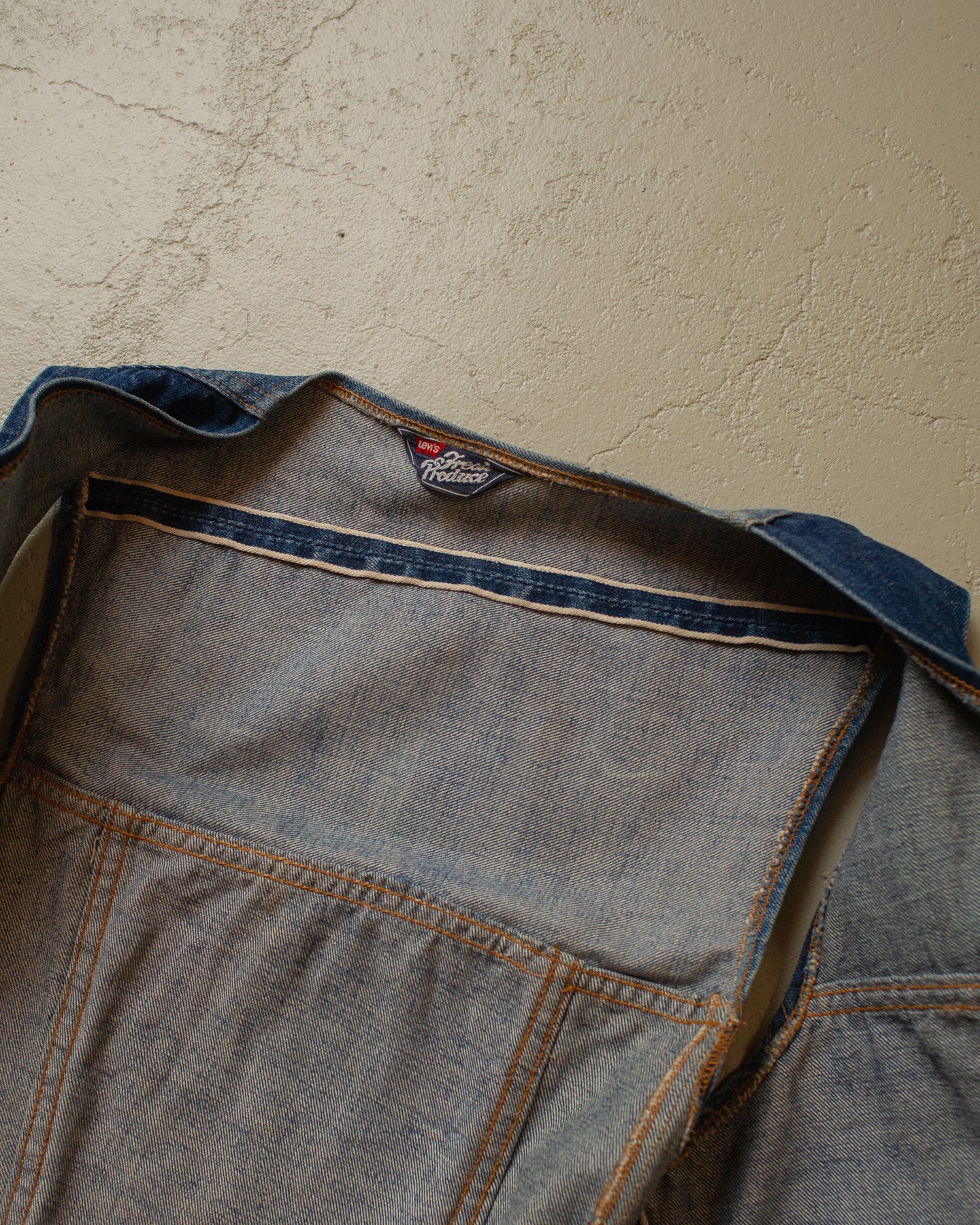 1970s Levi´s Fresh Produce Patchwork Selvedge Denim Vest blue - M