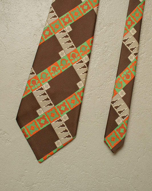 1970s Excellent Pattern Tie brown