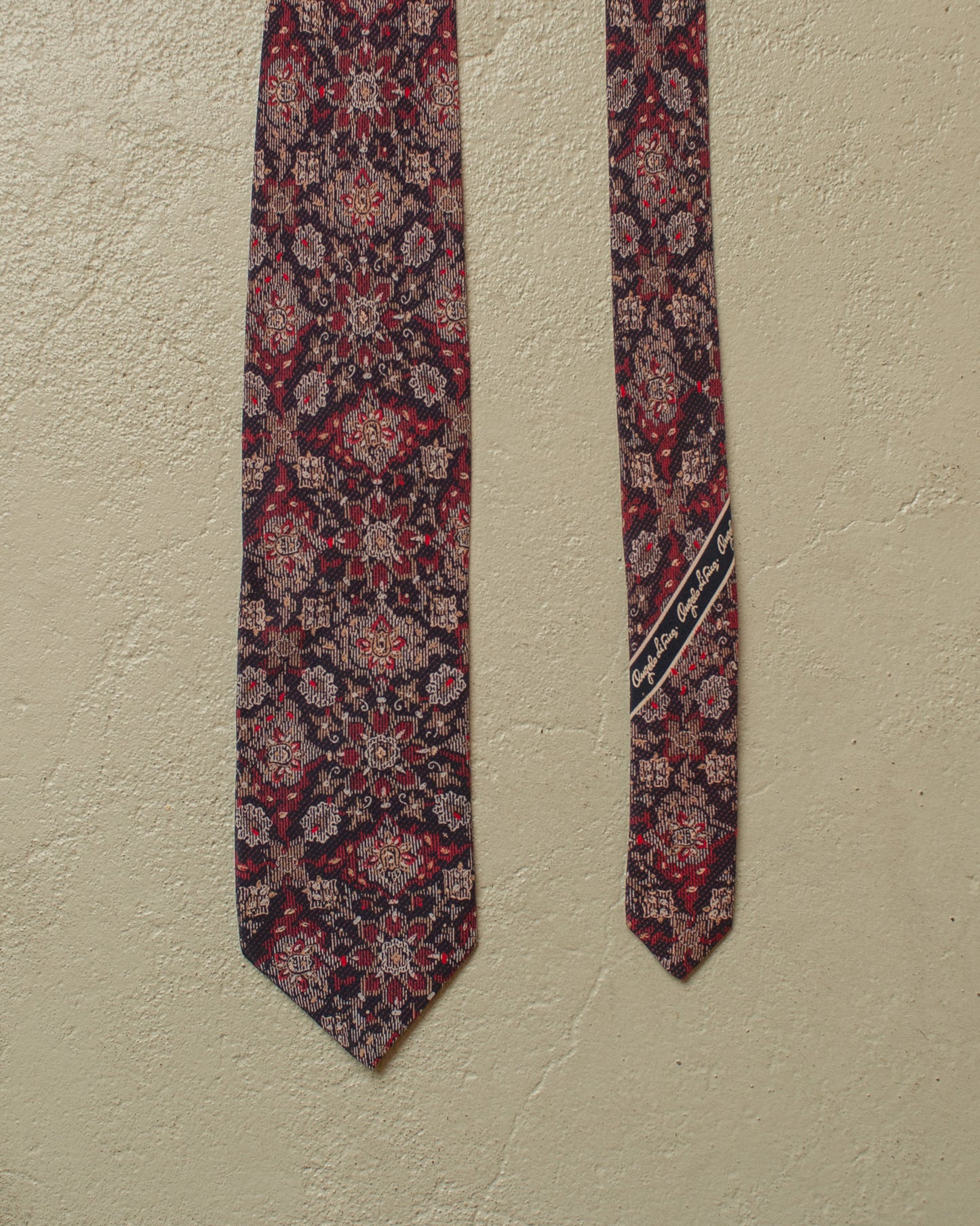 1980s Angelo Litrico Pattern Silk Tie navyblue