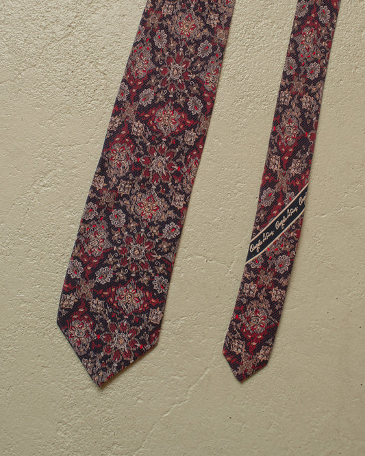 1980s Angelo Litrico Pattern Silk Tie navyblue
