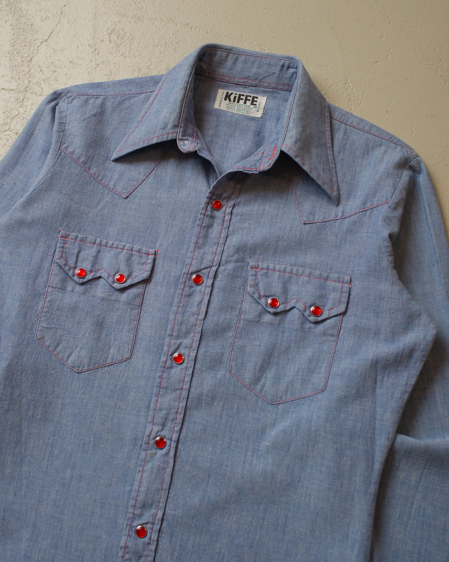 1970s Kiffe Pearl Snap Button Up blue - M