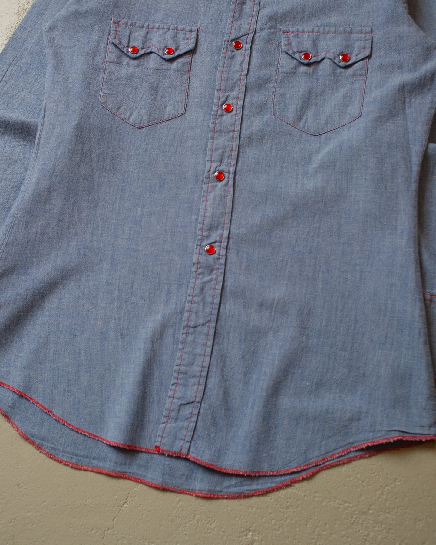 1970s Kiffe Pearl Snap Button Up blue - M