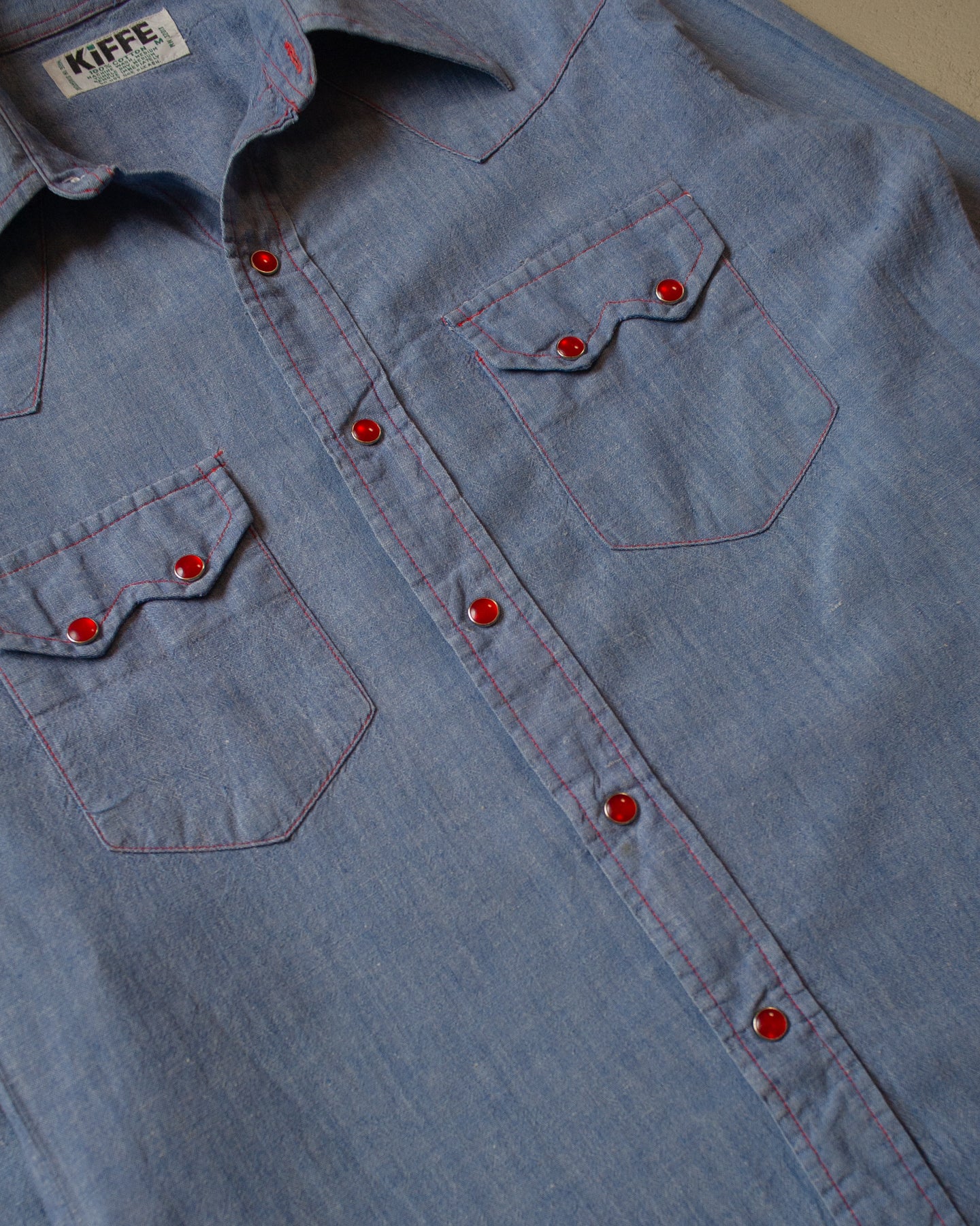 1970s Kiffe Pearl Snap Button Up blue - M