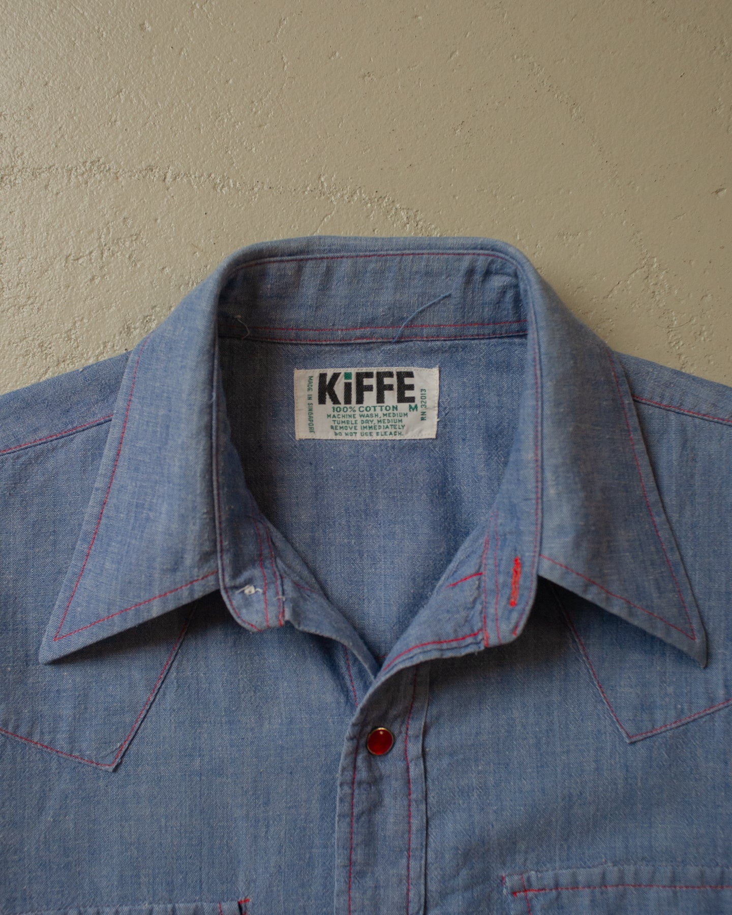 1970s Kiffe Pearl Snap Button Up blue - M