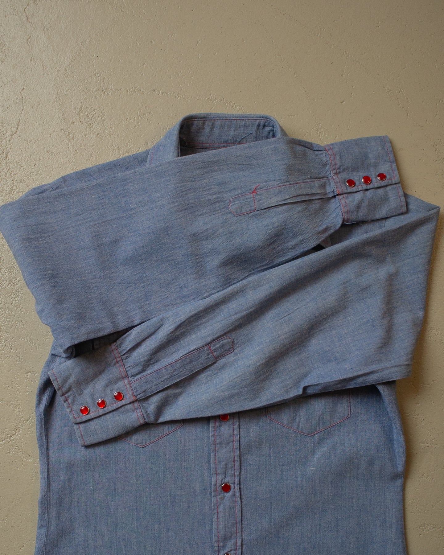 1970s Kiffe Pearl Snap Button Up blue - M