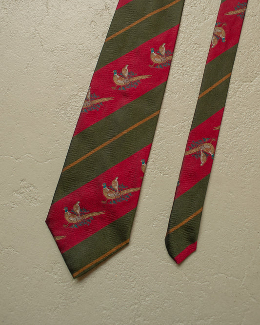 1980s/90s Adam Pheasant striped Silk Tie burgundy