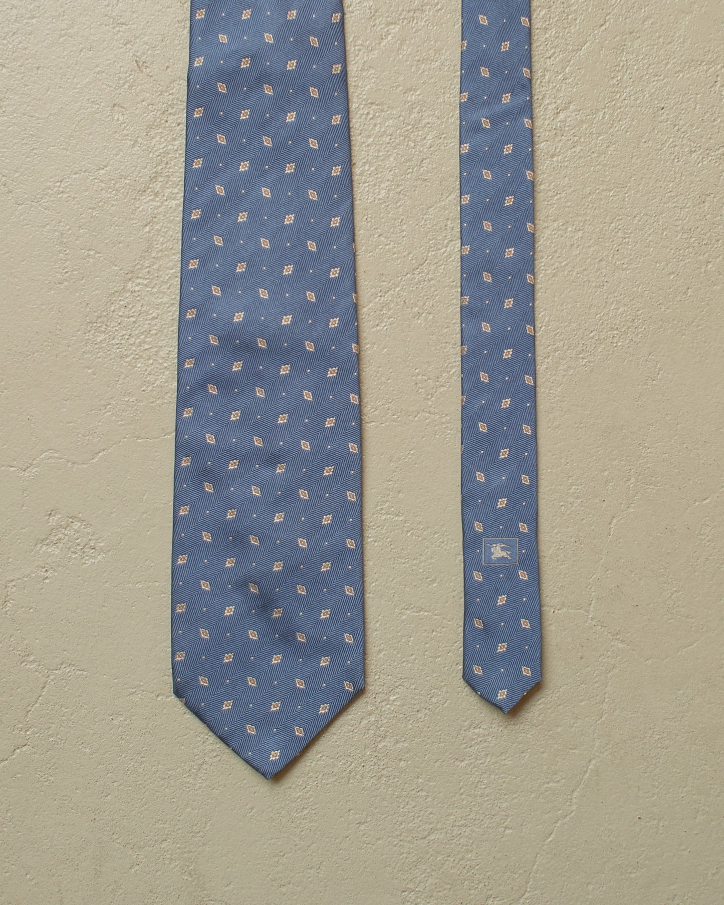 2000s Burberry Pattern Silk Tie blue