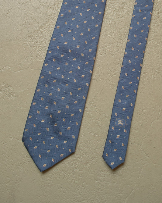 2000s Burberry Pattern Silk Tie blue