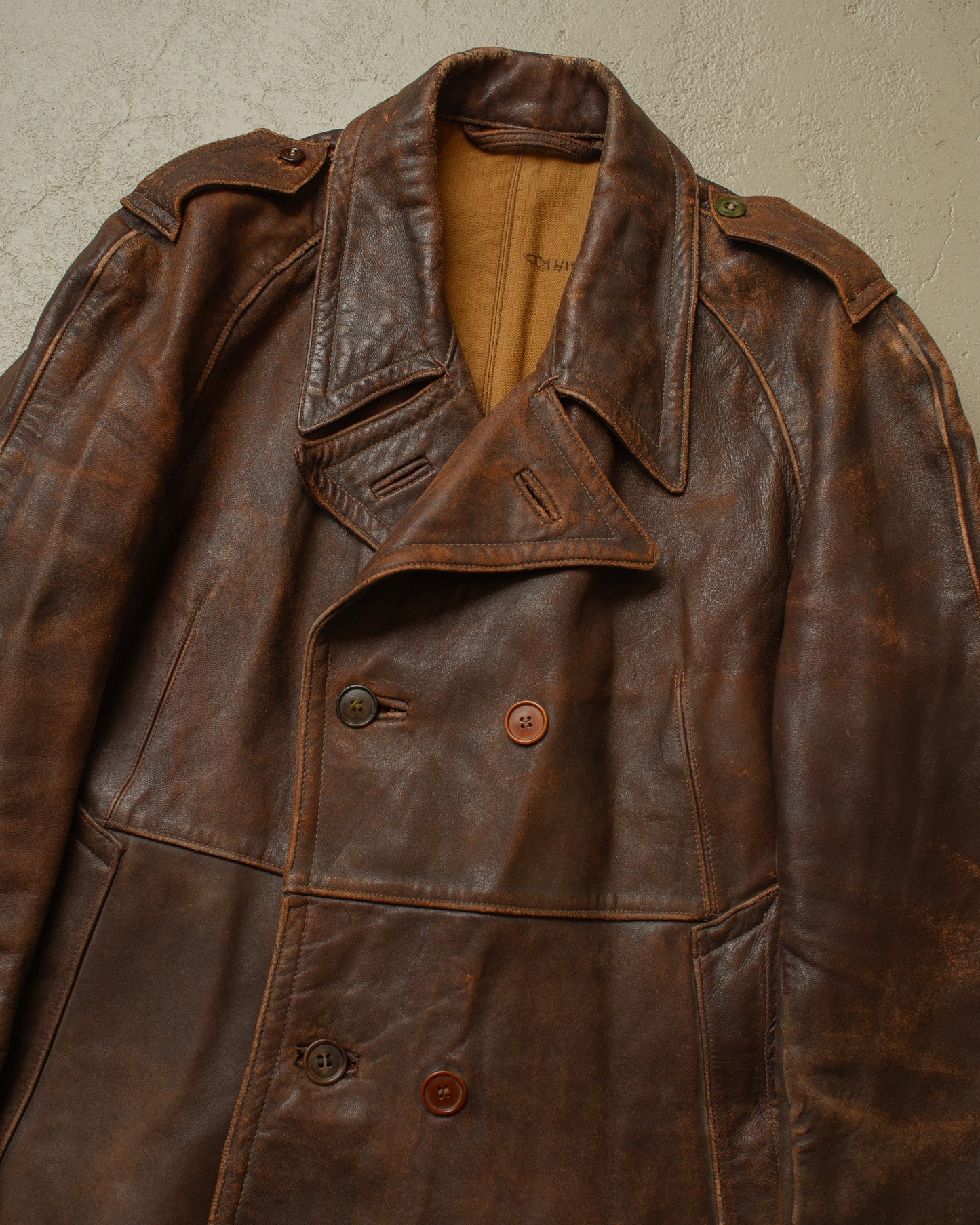 1930s German Leather Short Coat brown - M/L